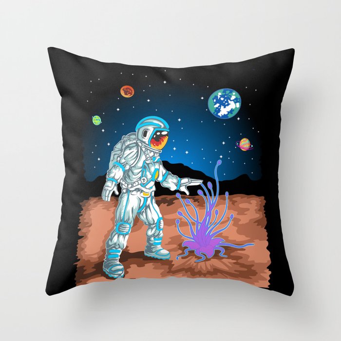 astronaut on mars Throw Pillow