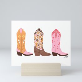 Pink Cowboy Boots  Mini Art Print