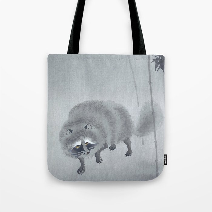 Raccoon Near Bamboo Trees - Traditional Japanese Woodblock Print Art Tote Bag