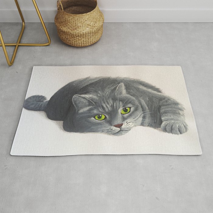 Grey Cat Painting Rug