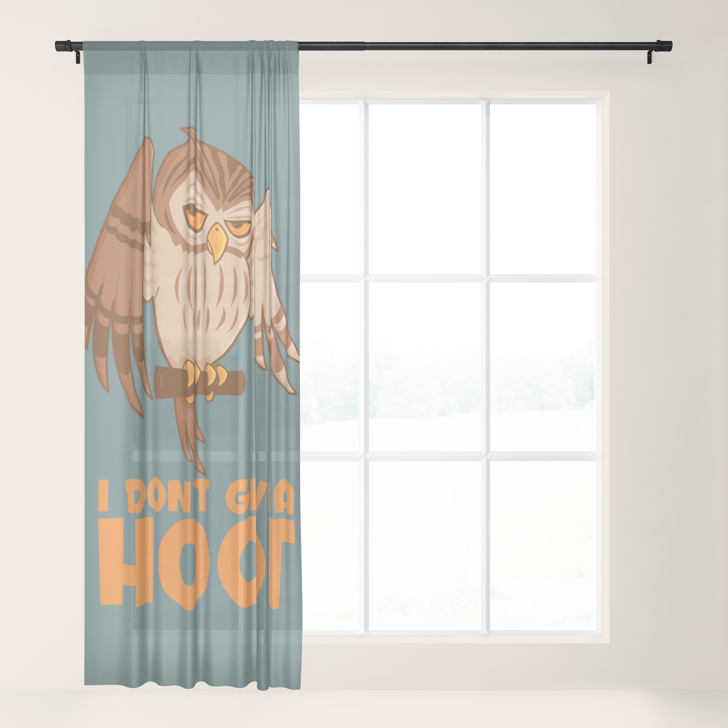 I Don T Give A Hoot Owl Sheer Curtain By Fizzgig Society6