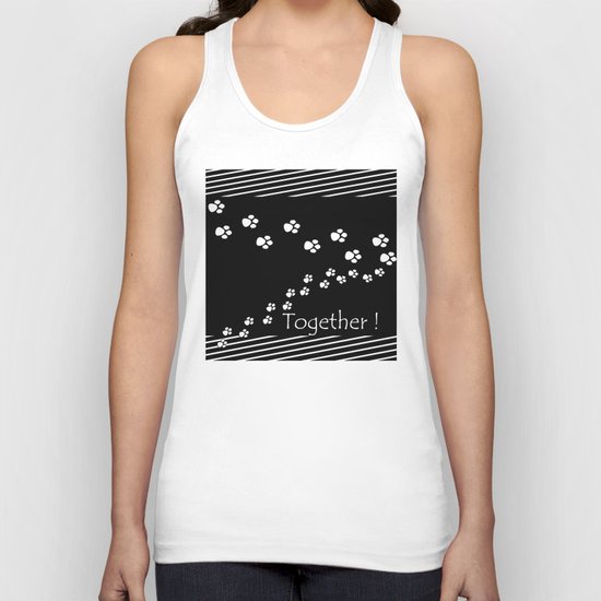 Together ! Black and white illustration . Unisex Tank Top