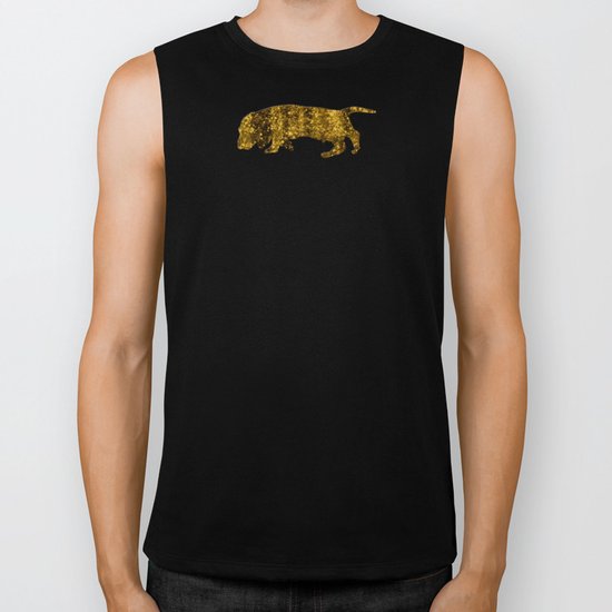 I LOVE my Dachshund 3 - Luxury glitter dog on white backround Biker Tank
