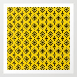Yellow and Black Native American Tribal Pattern Art Print