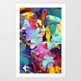 Colourful kerbside floqwers Art Print
