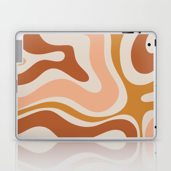 Modern Retro Liquid Swirl Abstract Square in Terracotta Earth Tones Laptop & iPad Skin