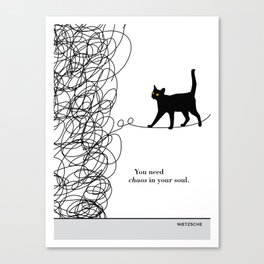 Friedrich Nietzsche "You need chaos in your soul" black cat literary quote Canvas Print