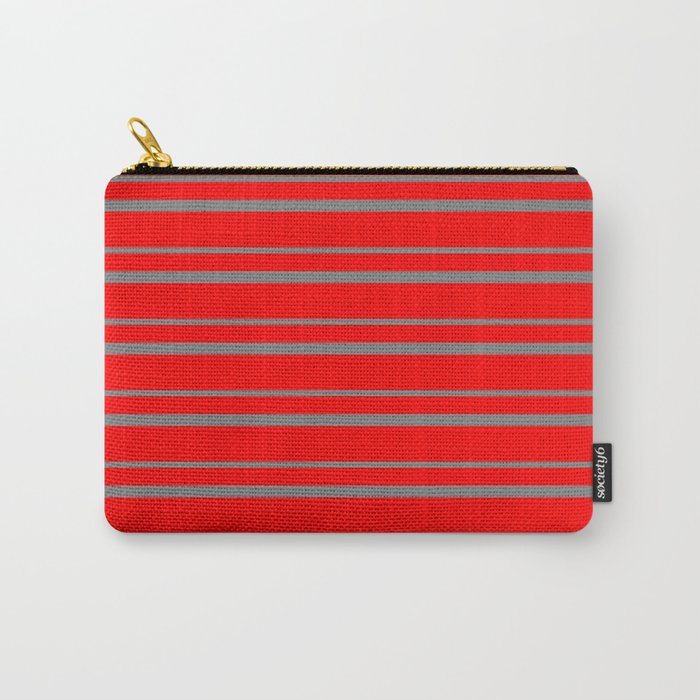 Red & Gray Colored Pattern of Stripes Carry-All Pouch