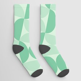 Mid century Green Geometric Abstract Retro Pattern Socks