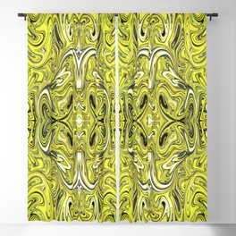 Yellow and black swirl abstract design Blackout Curtain
