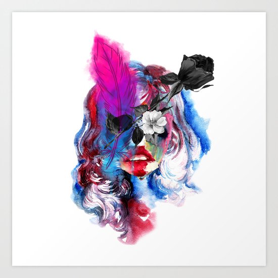 Skull Girl Art Print
