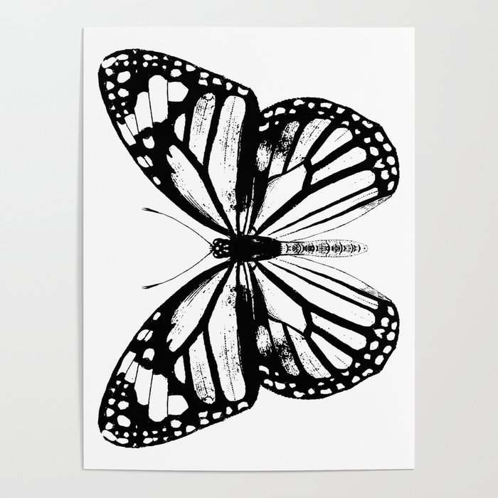 Monarch Butterfly | Vintage Butterfly | Black and White | Poster