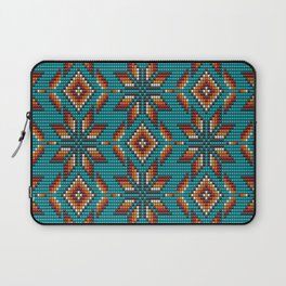 Modern colorful beaded boho aztec kilim pattern on teal Laptop Sleeve