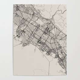 USA, Fremont Black&White City Map Poster