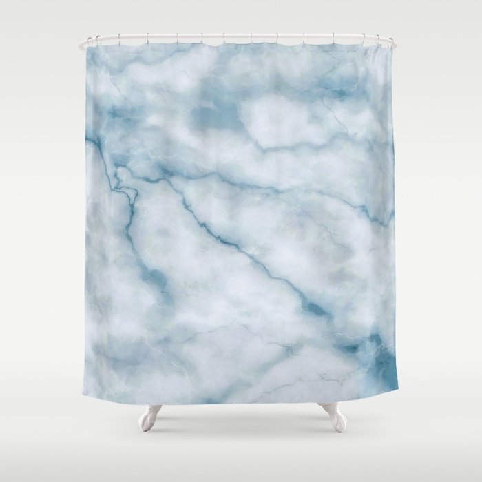 Light Blue Marble Texture Shower, Blue And White Marble Shower Curtain