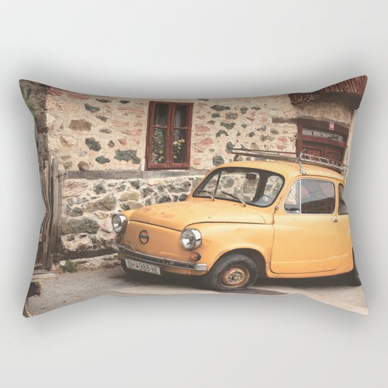 Yellow car vintage Rectangular Pillow