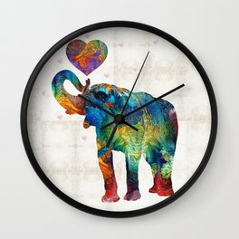 Colorful Elephant Art - Elovephant - By Sharon Cummings Wall Clock