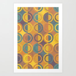 Geometric Shapes Orange Green Circles Art Print