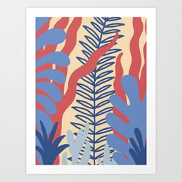 red and blue plants Art Print