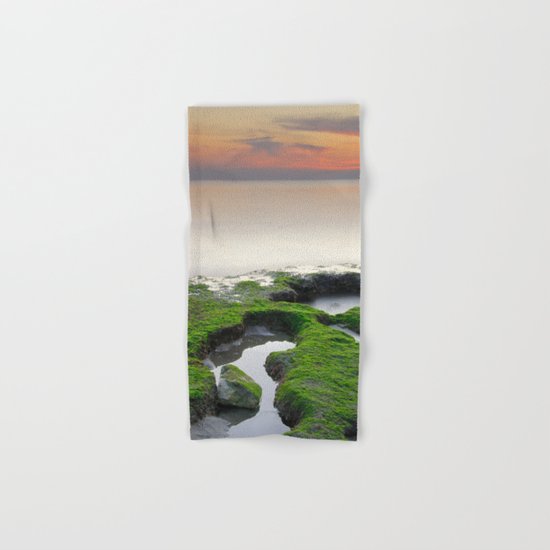"Green, white and red beach" Hand & Bath Towel
