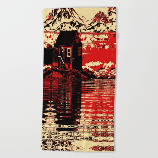 House on the Fjord Beach Towel