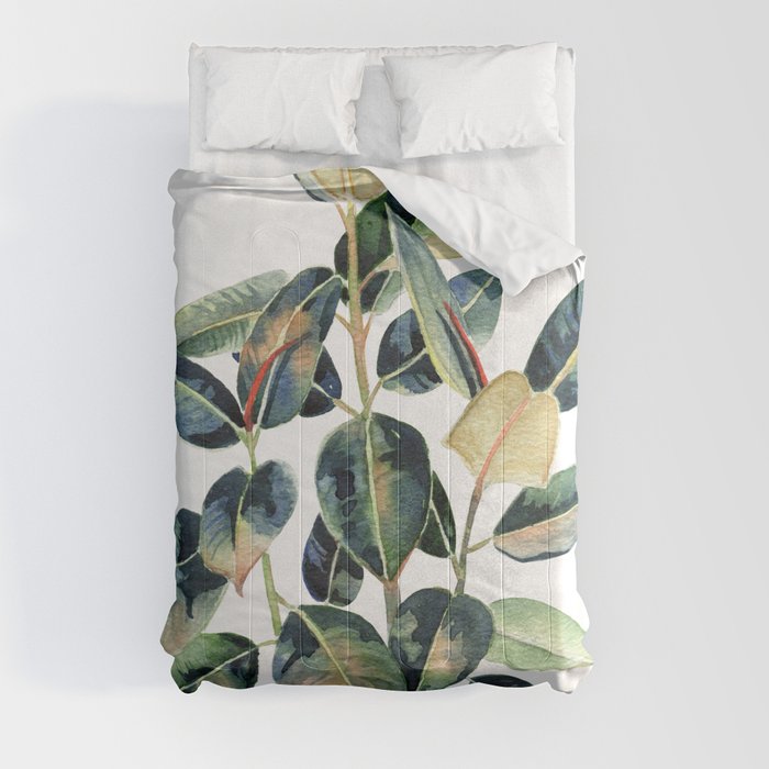 Ficus Leaves Watercolor 2 Comforter