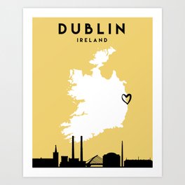 DUBLIN IRELAND LOVE CITY SILHOUETTE SKYLINE ART Art Print