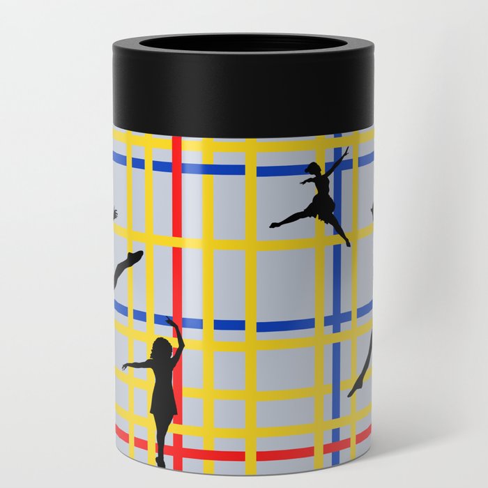 Dancing like Piet Mondrian - New York City I. Red, yellow, and Blue lines on the light blue background Can Cooler