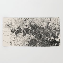 Sydney City Map - Australia Black & White Map Beach Towel