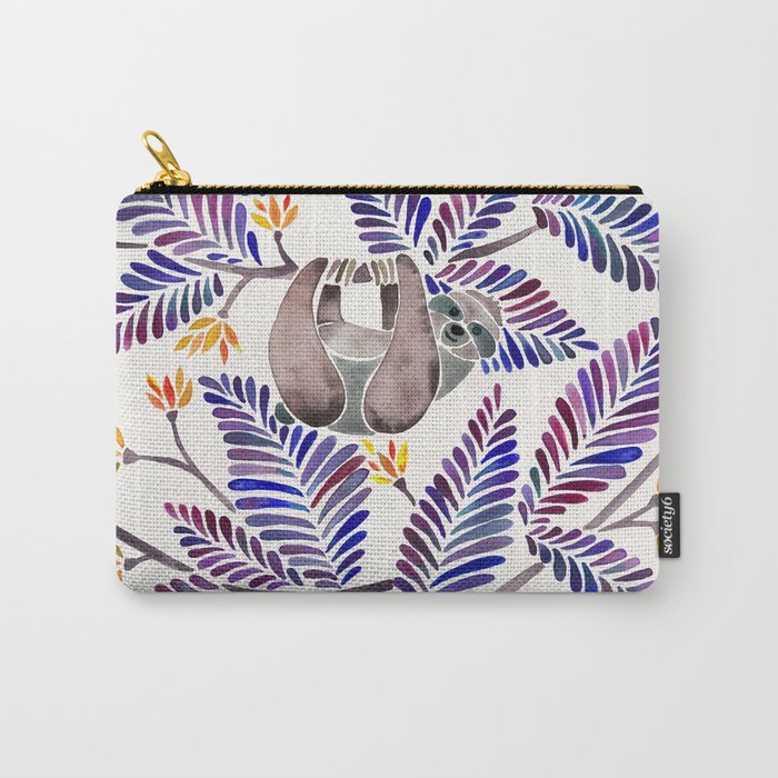 Happy Sloth – Tropical Indigo Leaves Carry-All Pouch