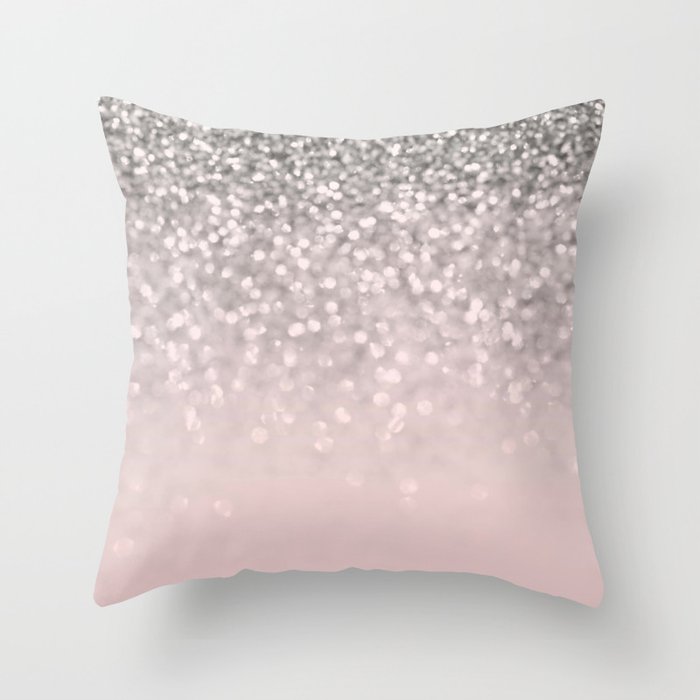 Sparkling Silver Blush Glitter #1 (Faux Glitter) #shiny #decor #art #society6 Throw Pillow