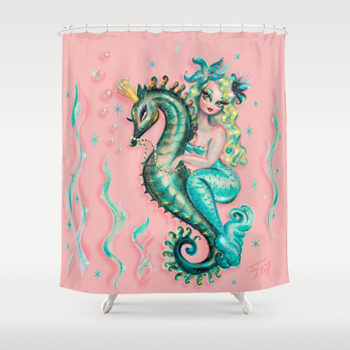 Mermaid Riding a Seahorse Prince Shower Curtain