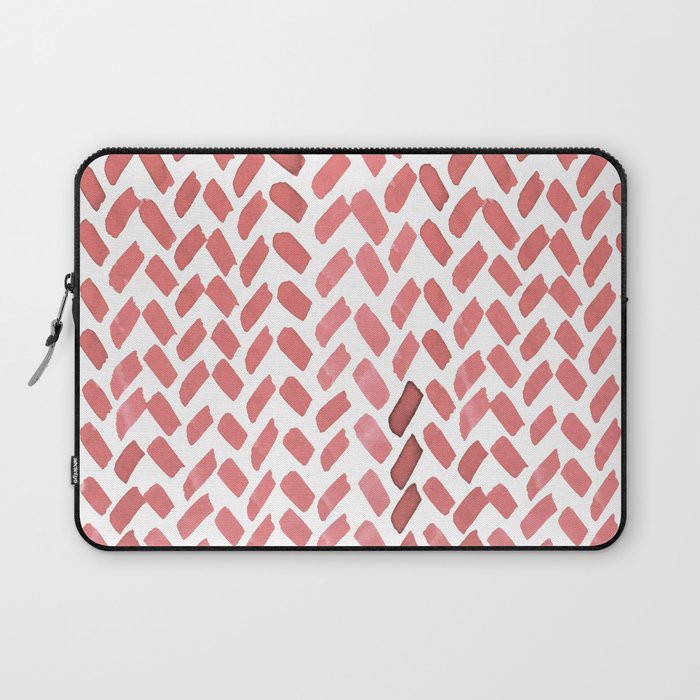 Cute watercolor knitting pattern - living coral Laptop Sleeve