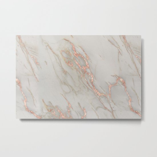 Marble - Rose Gold Marble Metallic Blush Pink Metal Print