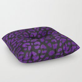 Dark Indigo Glitter Leopard Print Pattern Floor Pillow