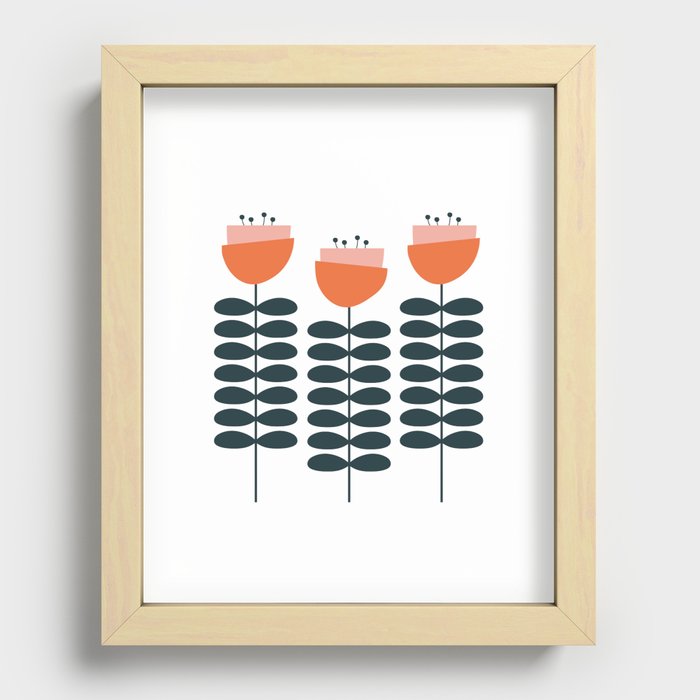 mod poppies Recessed Framed Print