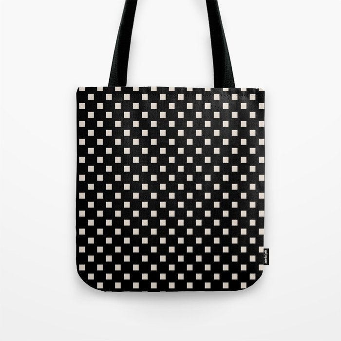 Checkerboard Grid Pattern 522 Black and Linen White Tote Bag
