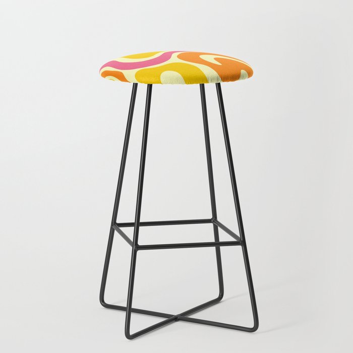 Warped Swirl Marble Pattern (pink/orange/yellow) Bar Stool