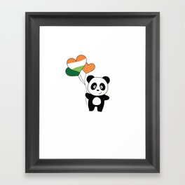 Panda With Ireland Balloons Cute Animals Happiness Framed Art Print