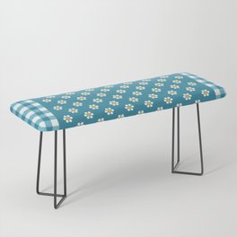 Daisies and Check - teal Bench
