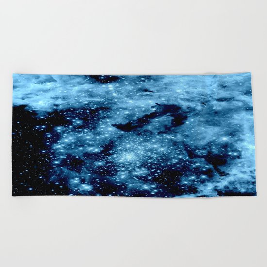 Blue Galaxy Nebula Beach Towel