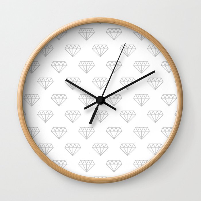 Light Grey Hipster Diamond Pattern Wall Clock