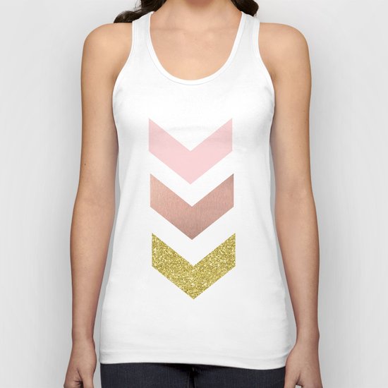 Rose gold chevron Unisex Tank Top