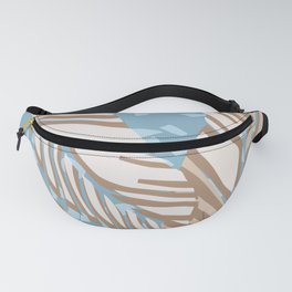 Terrazzo Style Tropical Palm Leaves Blue Fanny Pack