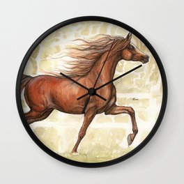 Running horse watercolor art Wall Clock