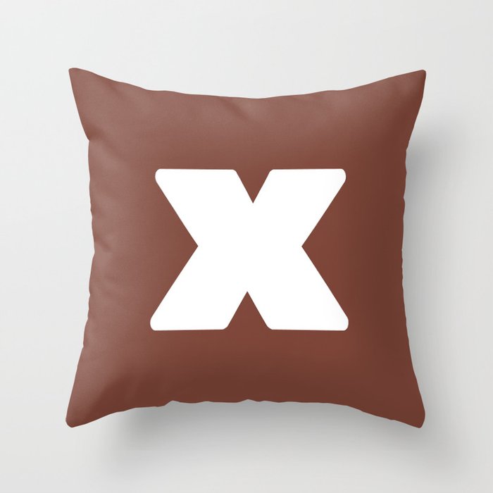x (White & Brown Letter) Throw Pillow