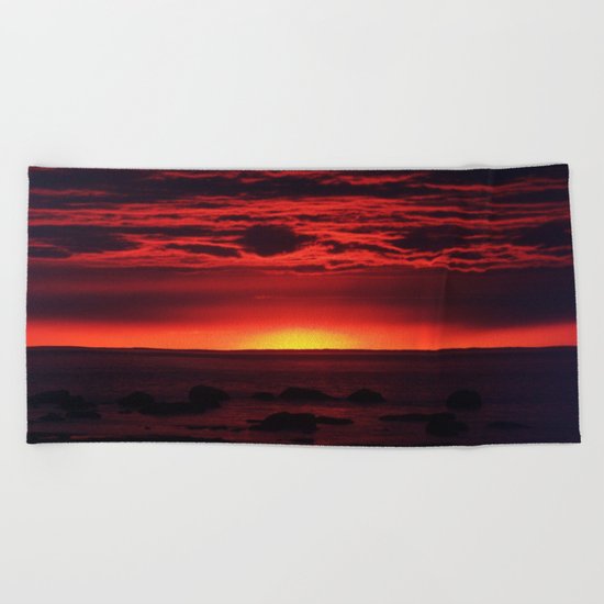 Red Sky at Night Beach Towel