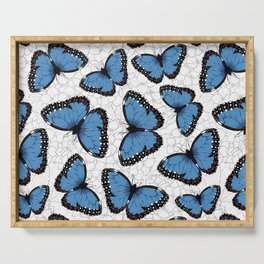 Blue morpho butterflies Serving Tray