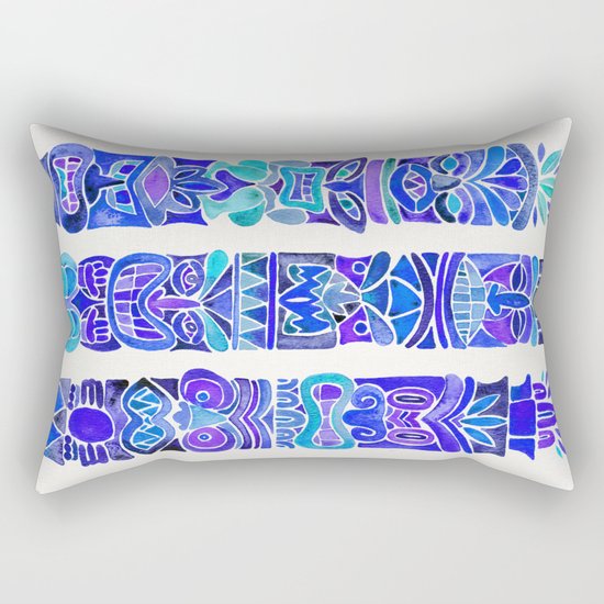 Tiki Totems – Indigo Palette Rectangular Pillow