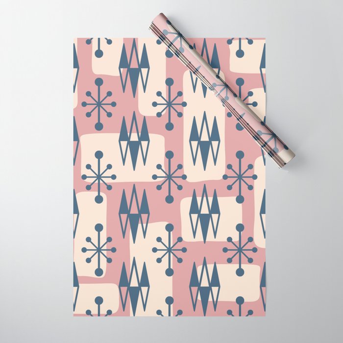 Mid Century Modern Abstract Atomic Diamonds 231 Wrapping Paper By